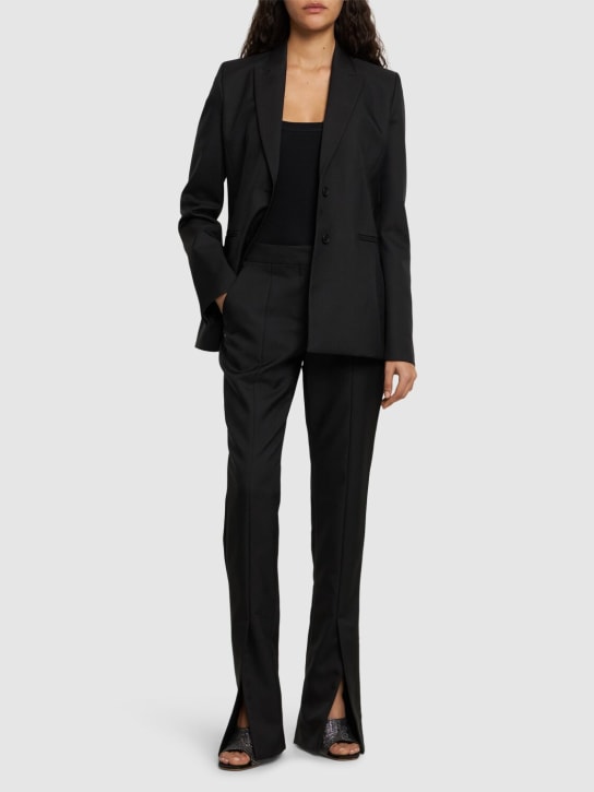 Off-White: Corporate科技织物修身裤子 - 黑色 - women_1 | Luisa Via Roma