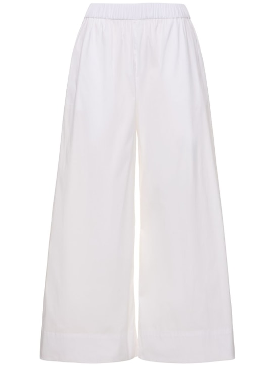 Max Mara: Pantalones de popelina de algodón - Blanco - women_0 | Luisa Via Roma