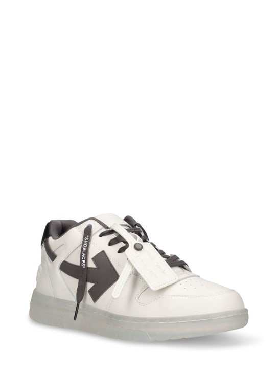 Off-White: Out Of Office leather sneakers - Beyaz/Gri - men_1 | Luisa Via Roma
