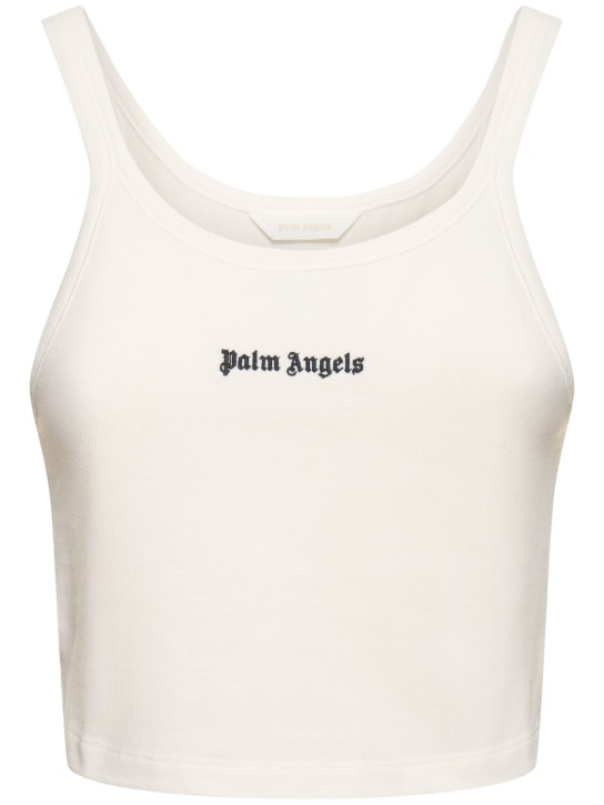 Palm Angels: Classic logo cotton tank top - White - women_0 | Luisa Via Roma