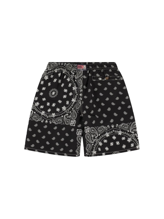 Mc2 Saint Barth: Bandana print nylon swim shorts - Siyah - kids-boys_1 | Luisa Via Roma