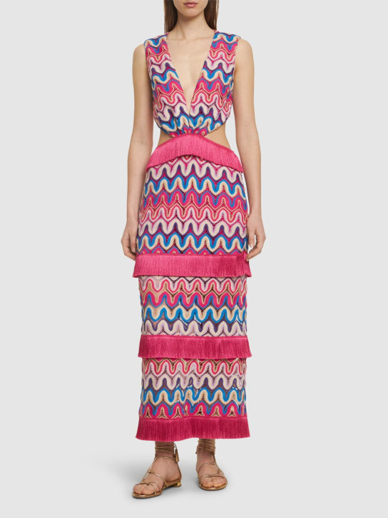 Patbo: Maxi-Kleid aus Häkelei mit Ausschnitt - Pink/Multi - women_1 | Luisa Via Roma