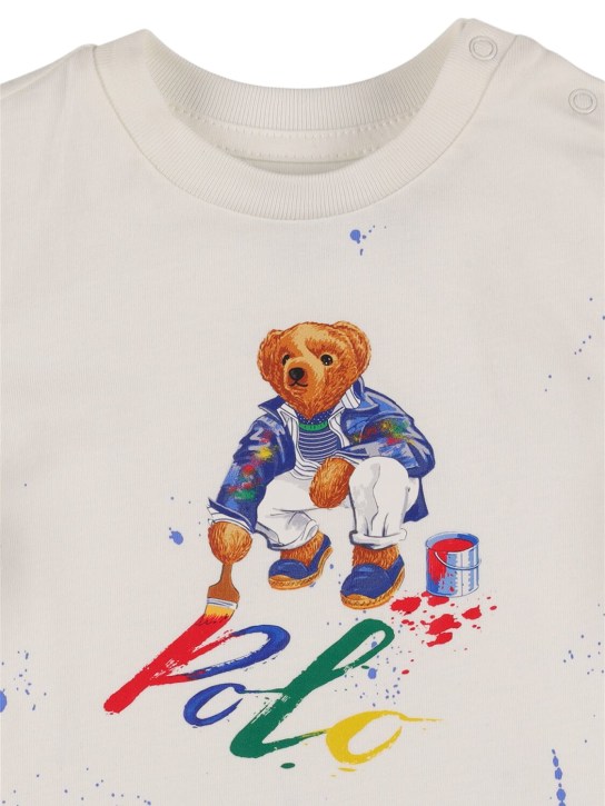 Polo Ralph Lauren: T-shirt in jersey di cotone stampato - Bianco/Multi - kids-boys_1 | Luisa Via Roma