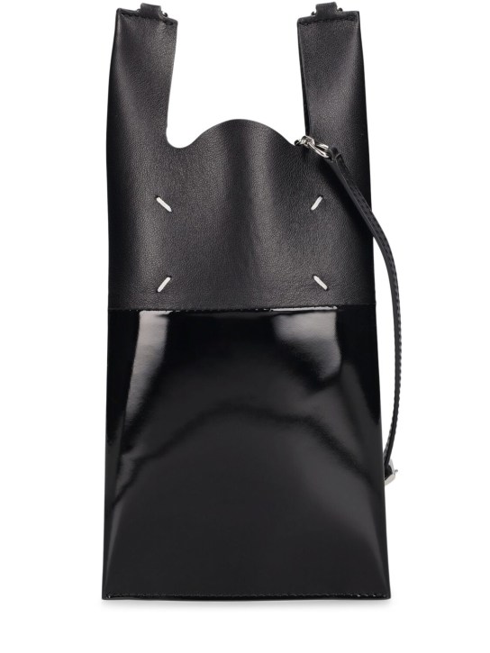 Maison Margiela: 皮革链条手机包 - 黑色 - women_0 | Luisa Via Roma