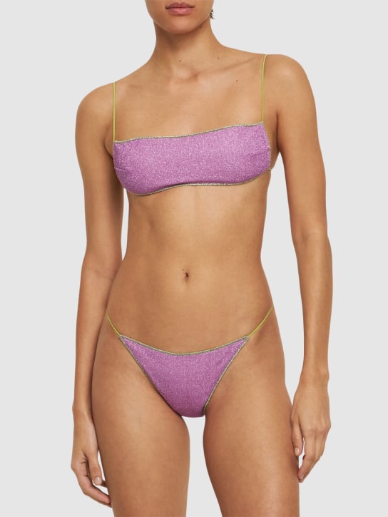 Oséree Swimwear: 金银丝窄边比基尼套装 - 紫色 - women_1 | Luisa Via Roma
