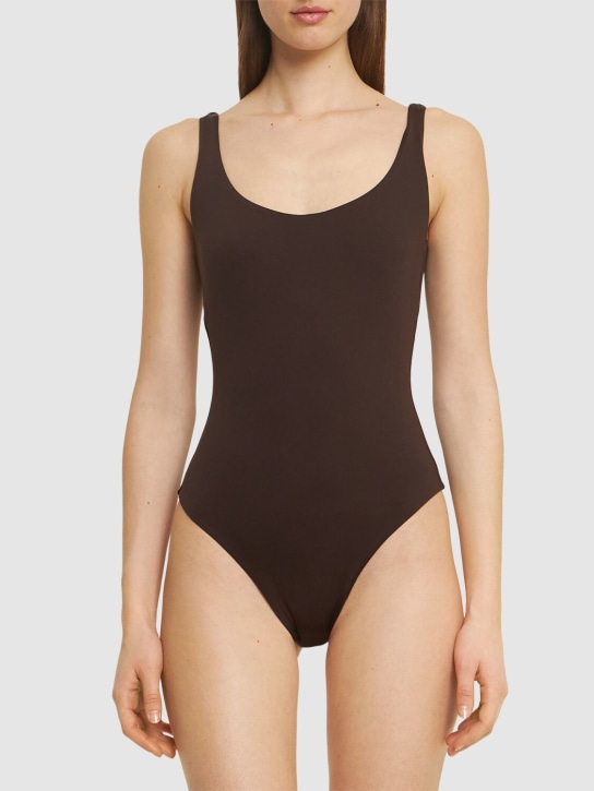 Max Mara: Camilla jersey one piece swimsuit - Kahverengi - women_1 | Luisa Via Roma