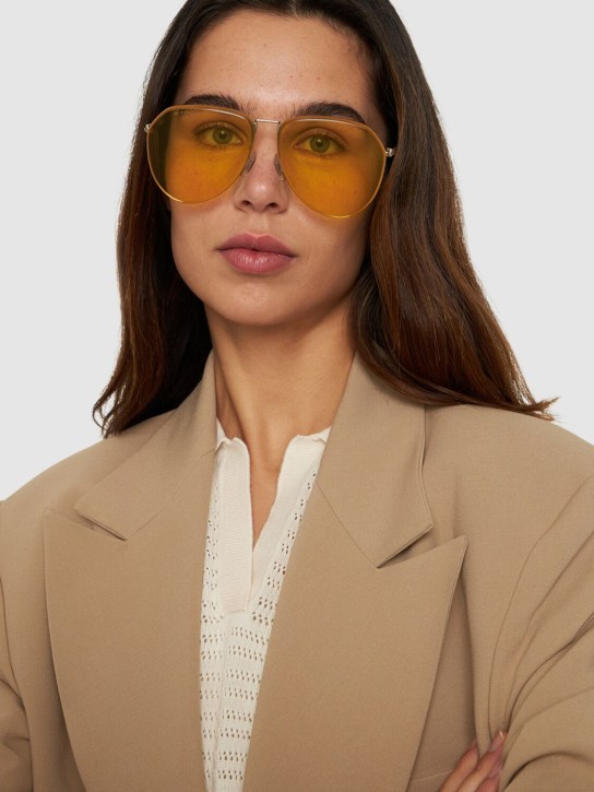 Etro: Luxury metal aviator sunglasses - Gold/Yellow - women_1 | Luisa Via Roma