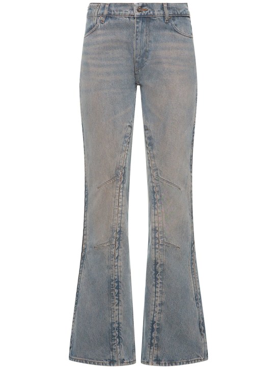 Y/PROJECT: Denim low rise flared jeans w/ slits - Washed Blue - women_0 | Luisa Via Roma