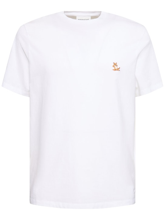 Maison Kitsuné: T-Shirt aus Baumwolle mit Patch „Chillax Fox“ - Weiß - men_0 | Luisa Via Roma