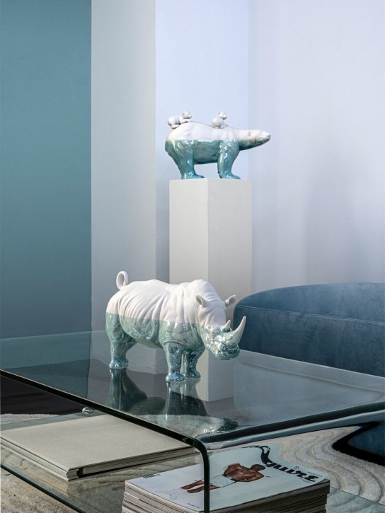 Lladrò: Rinoceronte sculpture - White - ecraft_2 | Luisa Via Roma