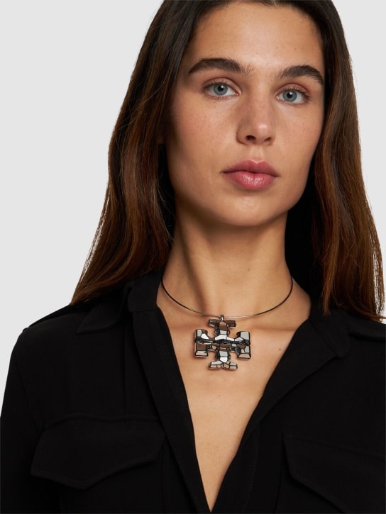 Tory Burch: Disco collar necklace - Siyah - women_1 | Luisa Via Roma