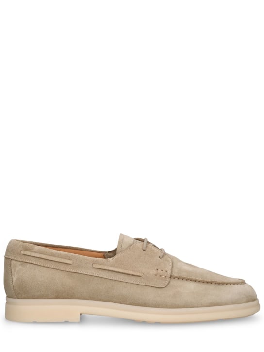 Church's: Morley suede lace-up boat shoes - Desert - men_0 | Luisa Via Roma