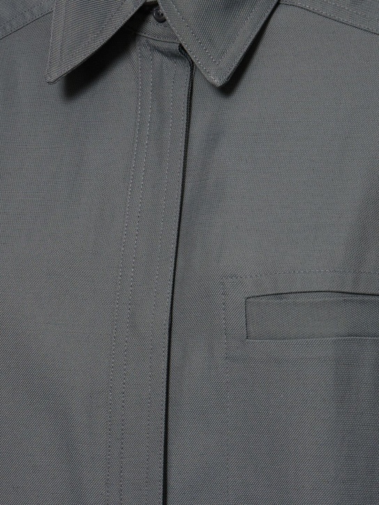 Loulou Studio: Moheli viscose & linen shirt - Grey - women_3 | Luisa Via Roma