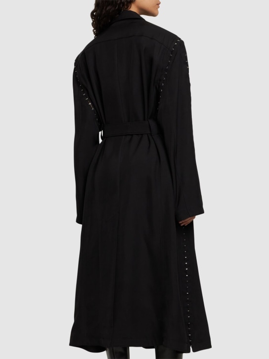 MUGLER: Oversize belted gabardine coat - Black - women_2 | Luisa Via Roma