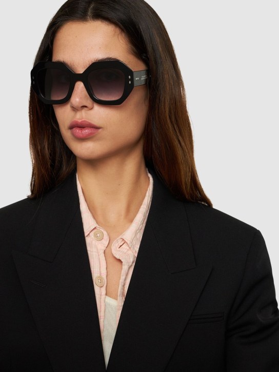 Isabel Marant: Maxi temple round acetate sunglasses - Black/Grey - women_1 | Luisa Via Roma