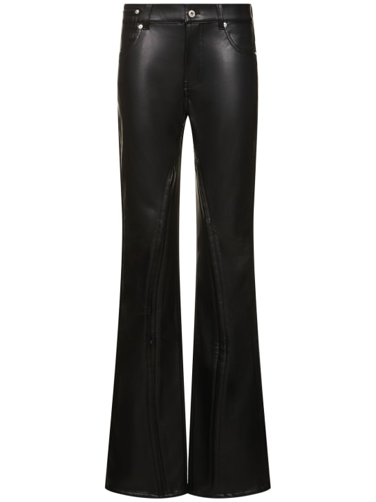 Y/PROJECT: Faux leather flared pants w/ hooks - Siyah - women_0 | Luisa Via Roma