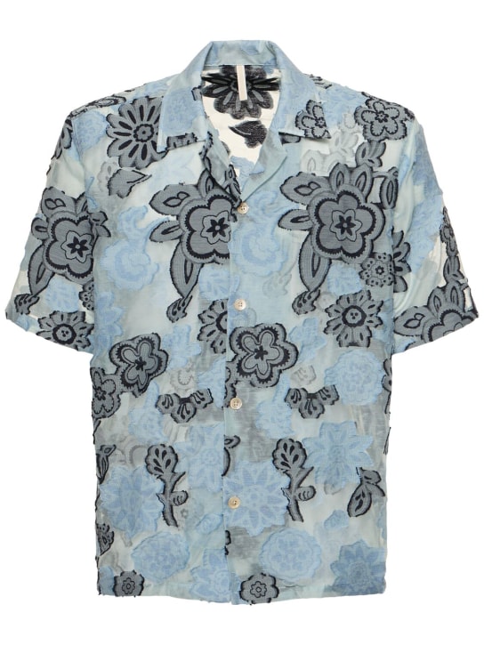 SUNFLOWER: Cayo print cotton blend shirt - Açık Mavi - men_0 | Luisa Via Roma