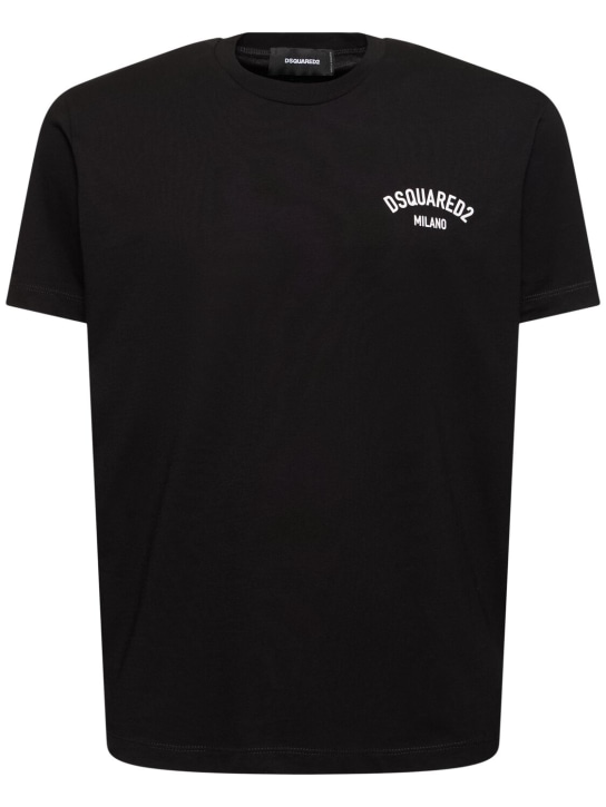 Dsquared2: T-Shirt mit Logo - Schwarz - men_0 | Luisa Via Roma