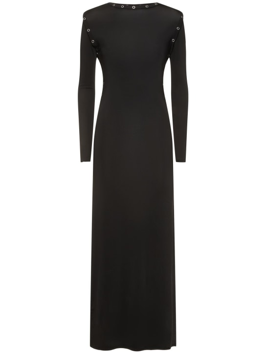 Y/PROJECT: 平纹针织长袖超长连衣裙 - 黑色 - women_0 | Luisa Via Roma
