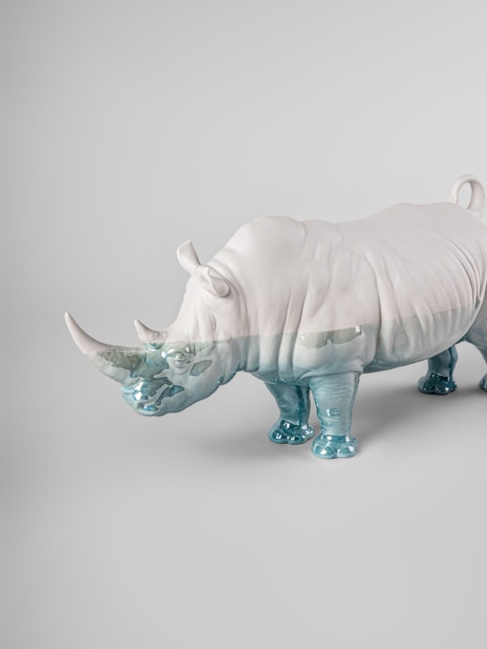 Lladrò: Rinoceronte sculpture - White - ecraft_4 | Luisa Via Roma