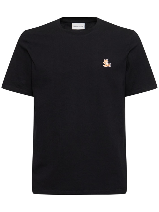 Maison Kitsuné: T-shirt regular fit Chillax con patch - Nero - men_0 | Luisa Via Roma