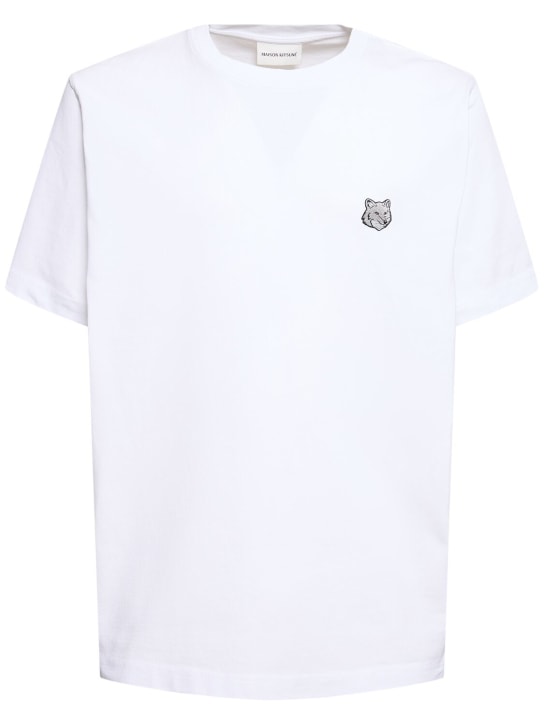 Maison Kitsuné: T-shirt avec patch tête de renard - Blanc - men_0 | Luisa Via Roma