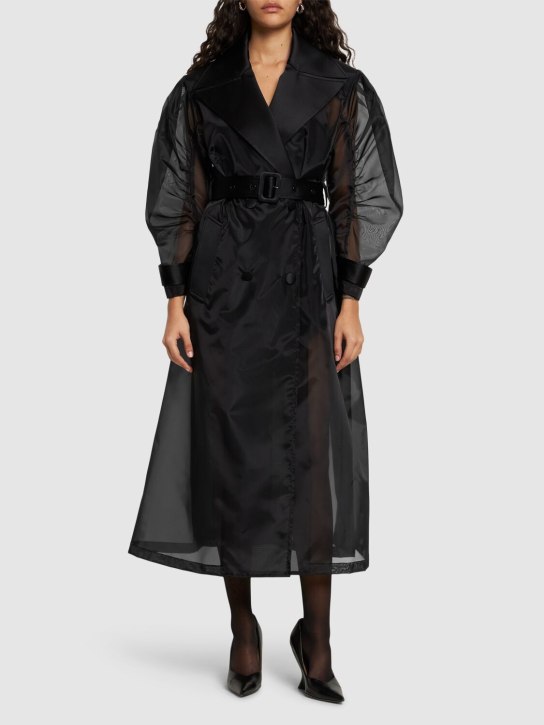 Dolce&Gabbana: Long belted organza coat - Black - women_1 | Luisa Via Roma