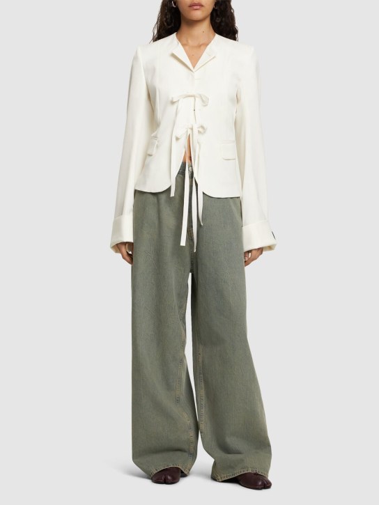 MM6 Maison Margiela: Tailored wool blend jacket - Beyaz - women_1 | Luisa Via Roma