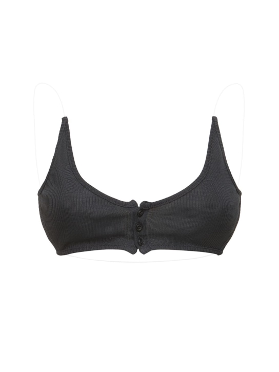 Y/PROJECT: Ribbed jersey invisible straps bra top - Siyah - women_0 | Luisa Via Roma
