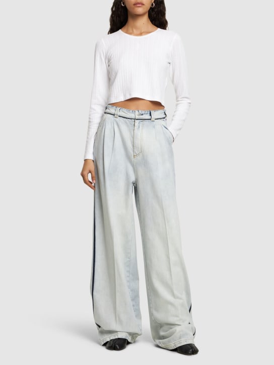 Maison Margiela: Japanese denim mid waist wide jeans - women_1 | Luisa Via Roma