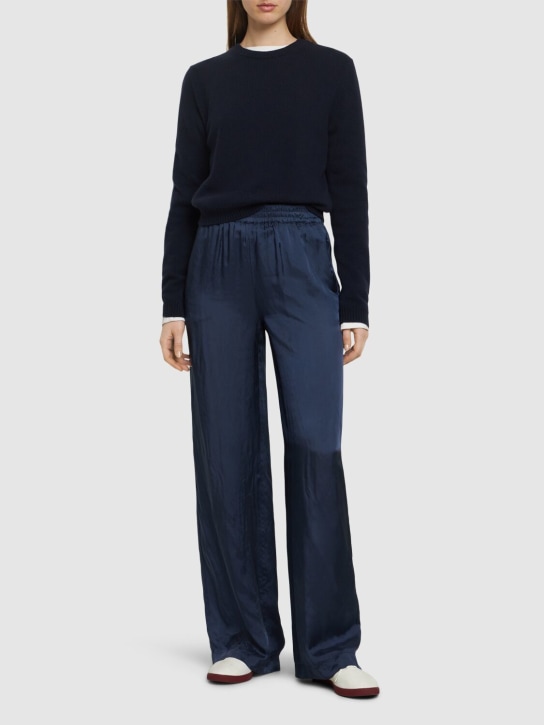 ASPESI: Pantalon ample en satin - Bleu - women_1 | Luisa Via Roma