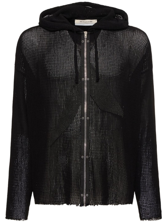 1017 Alyx 9sm: Sweat-shirt zippé en coton à capuche - Noir - men_0 | Luisa Via Roma