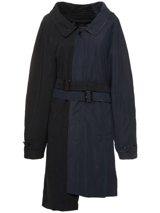 Balenciaga: Double sleeve asymmetrical carcoat - Siyah - women_0 | Luisa Via Roma