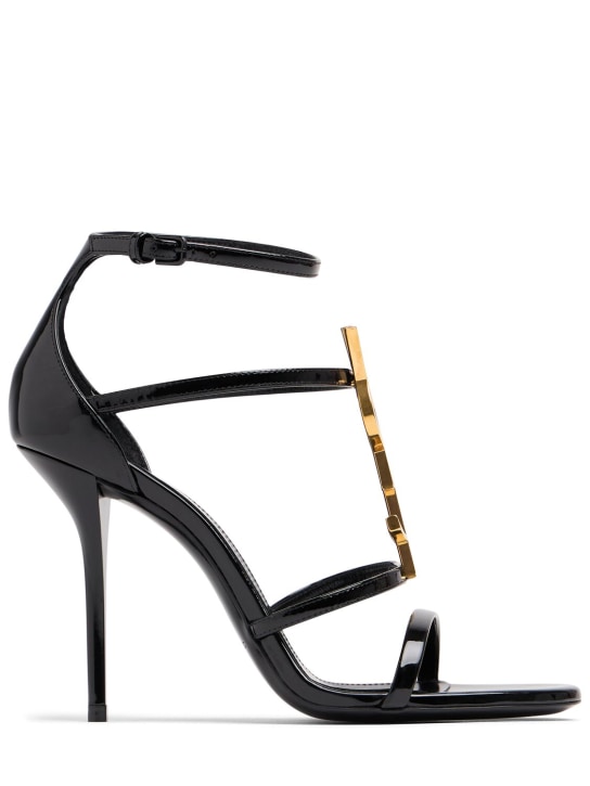 Saint Laurent: 100毫米Cassandra皮革凉鞋 - 黑色 - women_0 | Luisa Via Roma