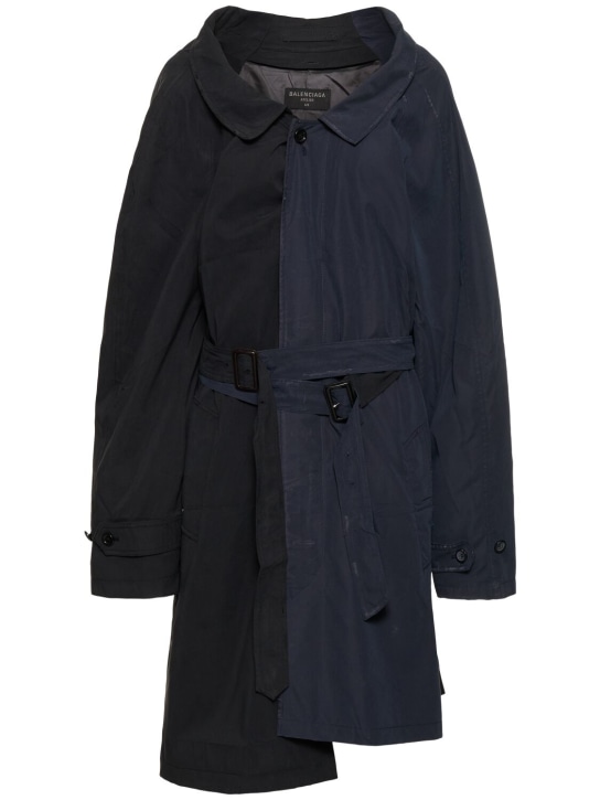Balenciaga: 双袖不对称大衣 - 黑色 - men_0 | Luisa Via Roma