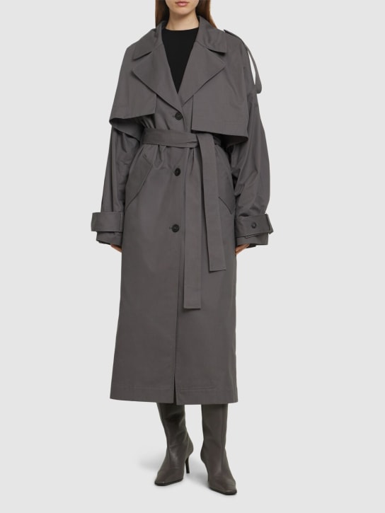 Axel Arigato: Atom cotton trench coat - Grey - women_1 | Luisa Via Roma