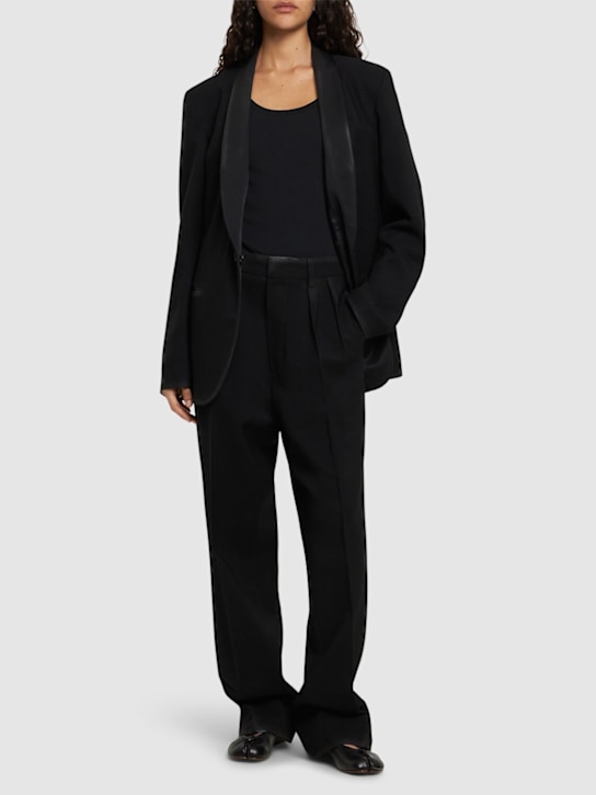 Maison Margiela: Wool gabardine wide pants - women_1 | Luisa Via Roma