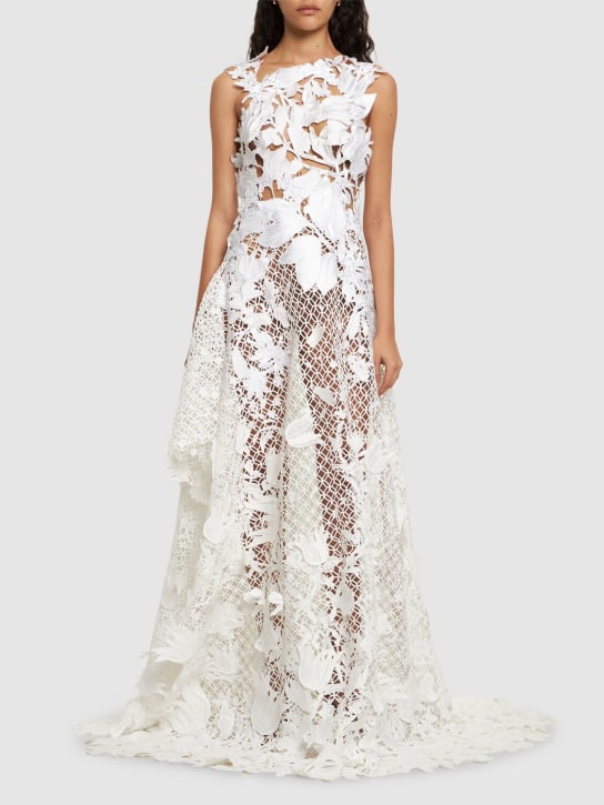 MITHRIDATE: Soluble lace diagonal-cut evening gown - women_1 | Luisa Via Roma