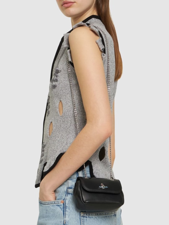 Vivienne Westwood: Small leather shoulder bag w/chain - Black - women_1 | Luisa Via Roma