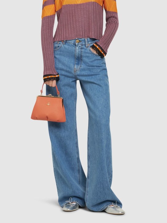 Vivienne Westwood: Granny frame leather top handle bag - Orange - women_1 | Luisa Via Roma