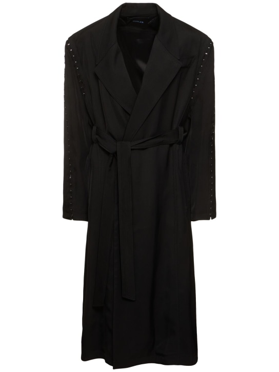 MUGLER: 大廓型系腰带华达呢大衣 - 黑色 - women_0 | Luisa Via Roma