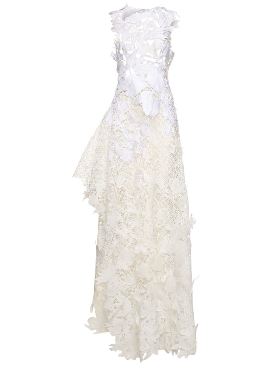 MITHRIDATE: Soluble lace diagonal-cut evening gown - women_0 | Luisa Via Roma