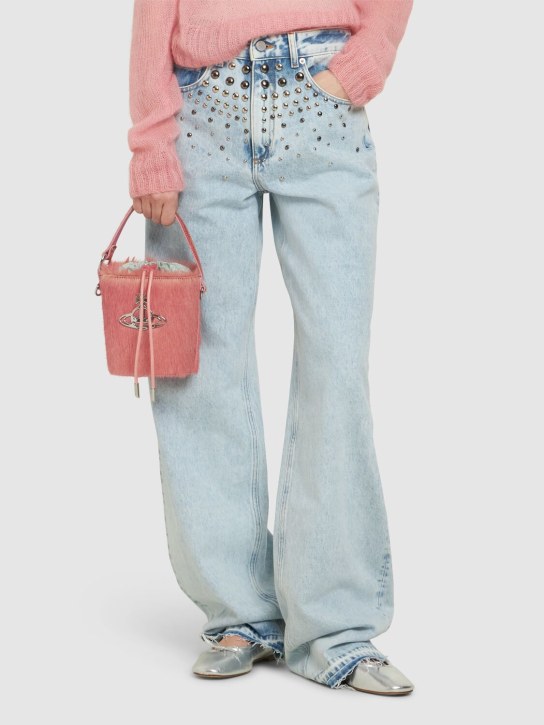 Vivienne Westwood: Daisy带毛皮革水桶包 - 粉色 - women_1 | Luisa Via Roma