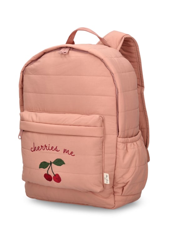 Konges Sløjd: Cherries Me embroidered nylon backpack - Dark Pink - kids-girls_1 | Luisa Via Roma