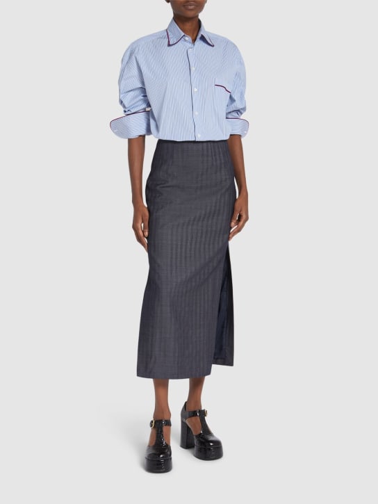 Etro: Striped poplin shirt w/ pocket - Blue/White - women_1 | Luisa Via Roma