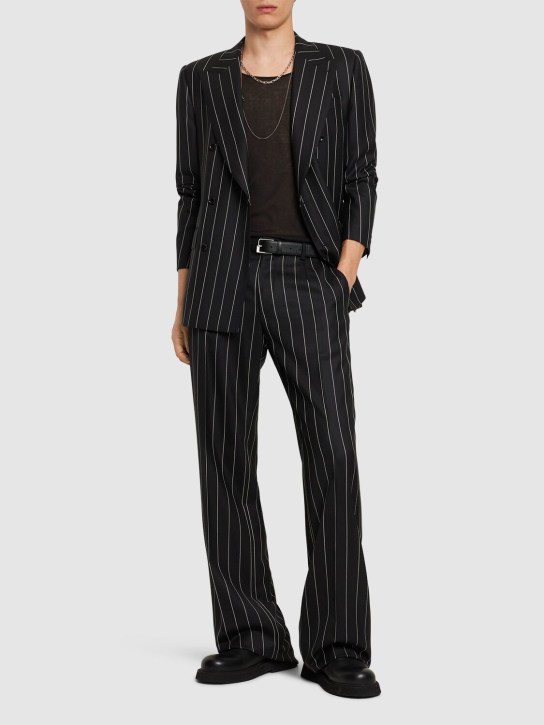 Dolce&Gabbana: Pinstriped wool pants - Black - men_1 | Luisa Via Roma