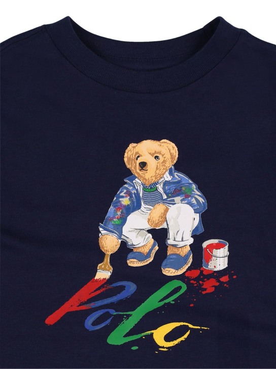 Polo Ralph Lauren: T-shirt en jersey de coton imprimé - Noir/Multi - kids-boys_1 | Luisa Via Roma