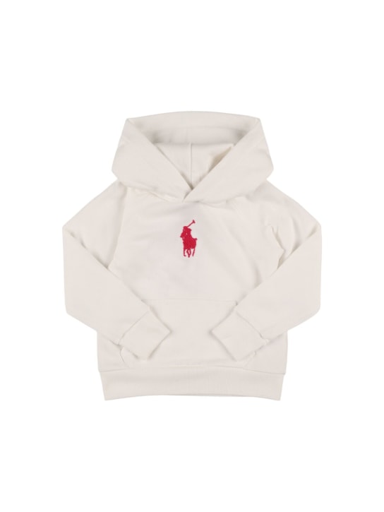 Polo Ralph Lauren: Sweat-shirt en coton mélangé à capuche - Blanc - kids-girls_0 | Luisa Via Roma