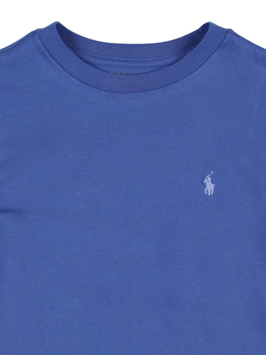 Polo Ralph Lauren: T-shirt in jersey di cotone con logo ricamato - Celeste - kids-boys_1 | Luisa Via Roma