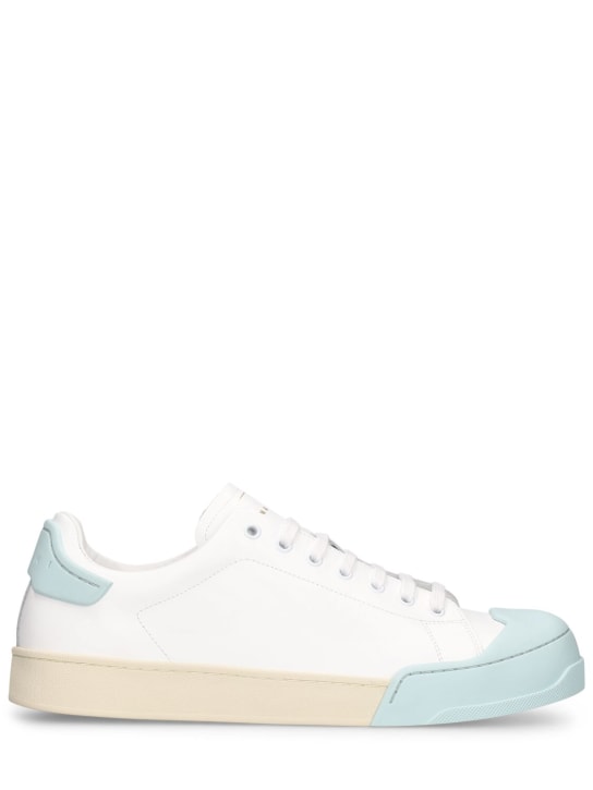 Marni: Dada Bumper leather low top sneakers - White/Blue - men_0 | Luisa Via Roma